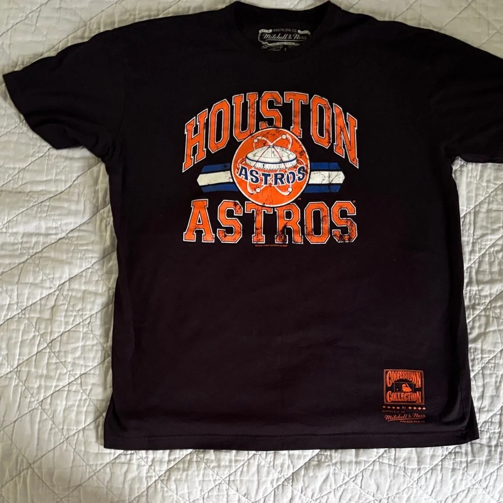 Mitchell & Ness Houston Astros 100% cotton black T shirt men’s Size L - Picture 2 of 7